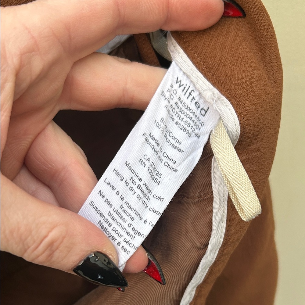 Wilfred by Aritzia Brown High-Waisted Trousers Size 8 | Cropped Ankle Pants - Picture 3 of 8